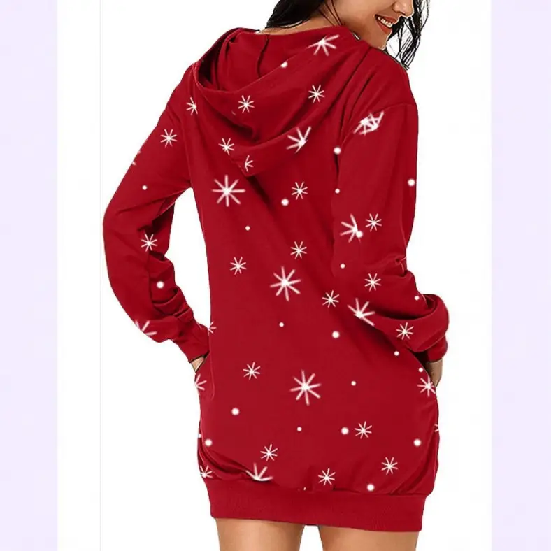 2021 Red Santa Holiday Hooded Skirt Sweatshirt - Image 3