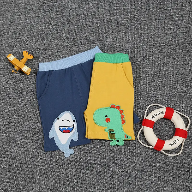 Summer Kids Shorts Boys Cartoon Dinosaur Blue Yellow - Image 6