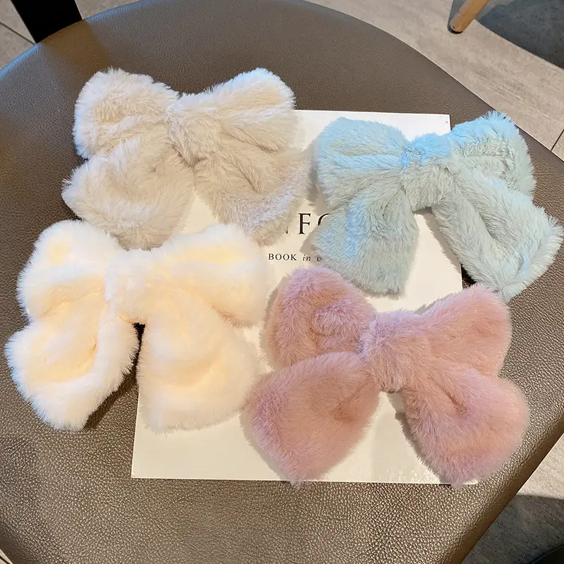 Women Velvet Bow Hairpin Winter Warm Clip - Image 26