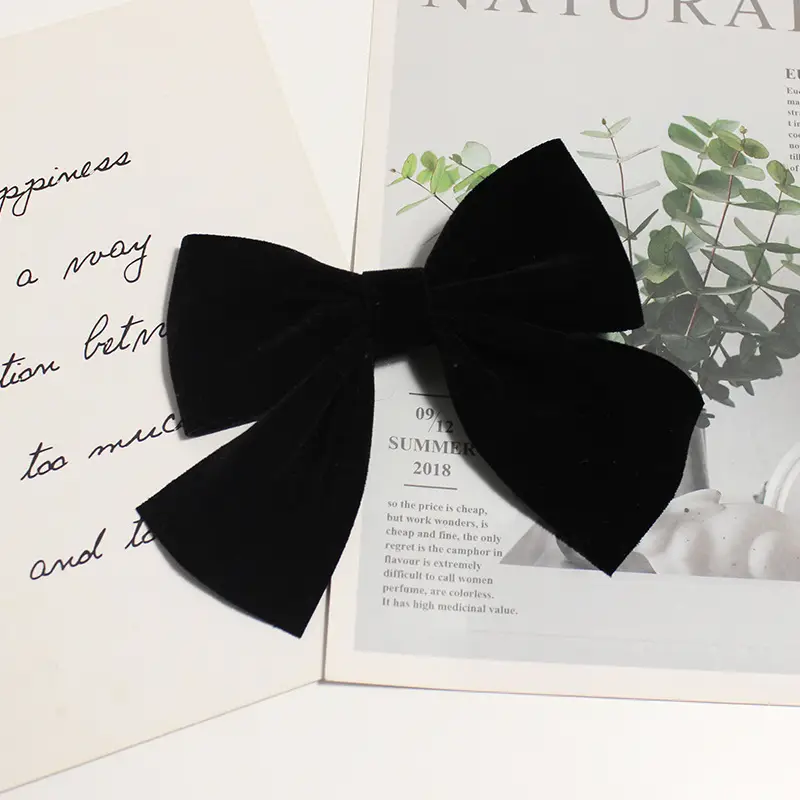 Women Velvet Bow Hairpin Winter Warm Clip - Image 2