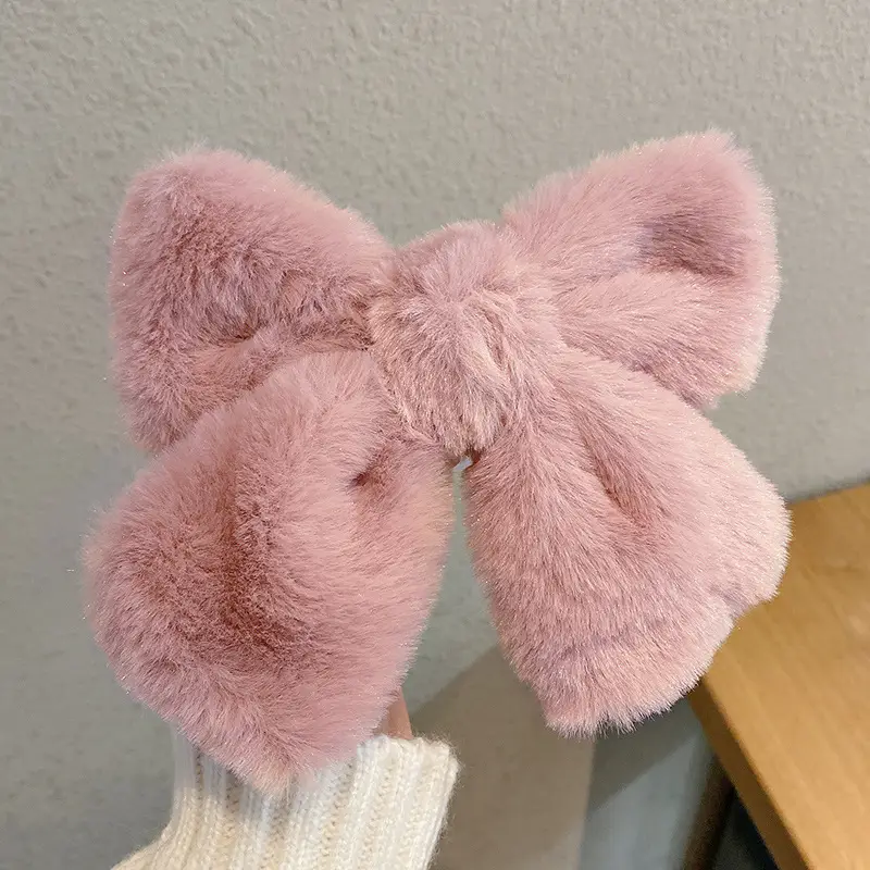 Women Velvet Bow Hairpin Winter Warm Clip - Image 19