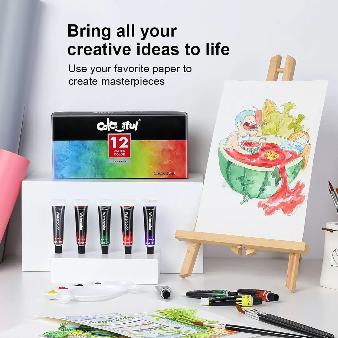 Watercolor paint 12 24 36 color 12ml watercolor beginner children's set Aluminum plastic tube factory wholesale