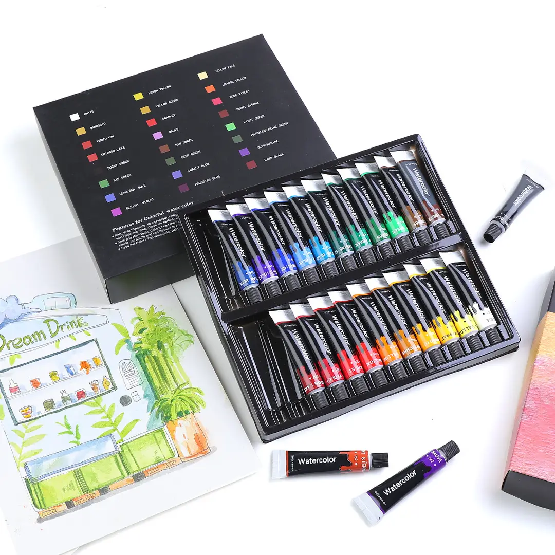 Watercolor paint 12 24 36 color 12ml watercolor beginner children's set Aluminum plastic tube factory wholesale