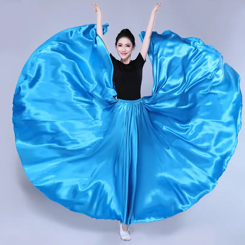 White Silk Dance Skirt for Women Performance Wear - Image 2