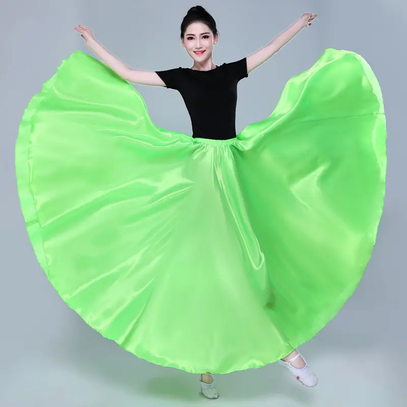 White Silk Dance Skirt for Women Performance Wear - Image 3