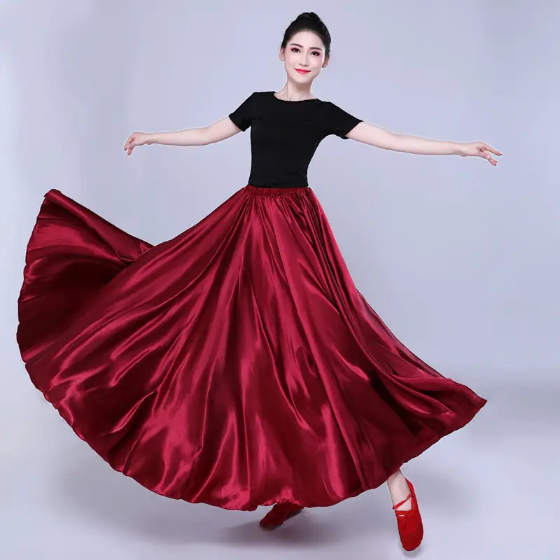 White Silk Dance Skirt for Women Performance Wear — feature 10