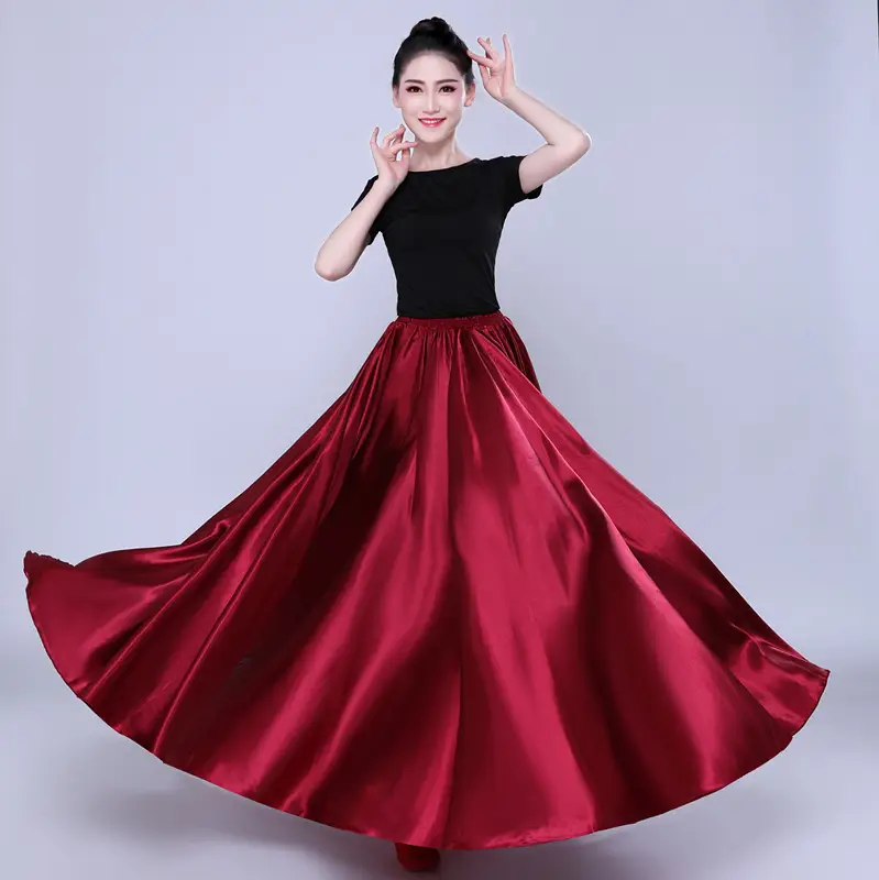 White Silk Dance Skirt for Women Performance Wear — feature 11
