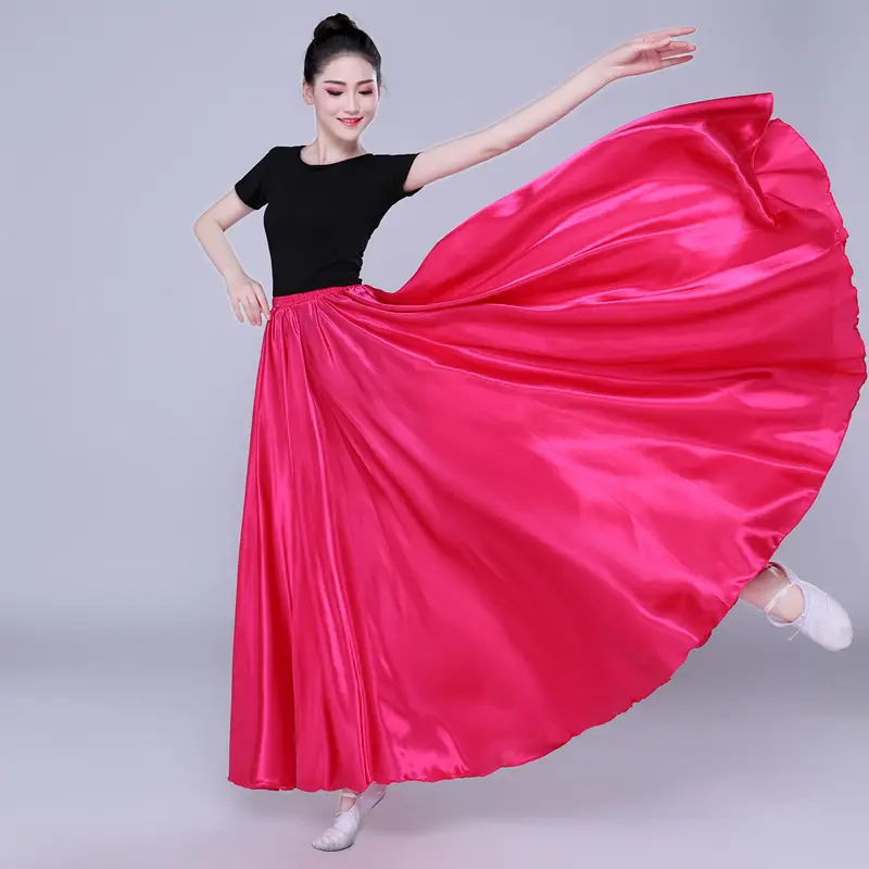 White Silk Dance Skirt for Women Performance Wear — feature 17