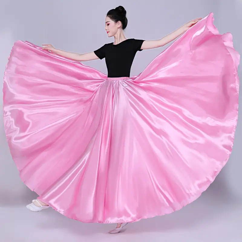 White Silk Dance Skirt for Women Performance Wear — feature 21