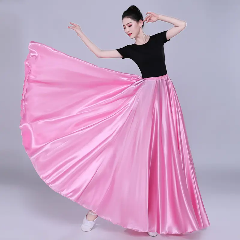 White Silk Dance Skirt for Women Performance Wear — feature 22