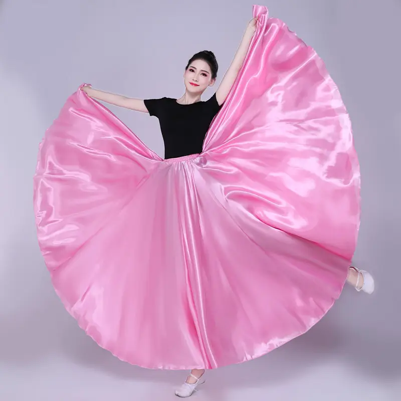 White Silk Dance Skirt for Women Performance Wear — feature 23