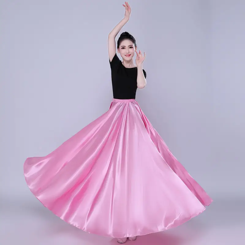 White Silk Dance Skirt for Women Performance Wear — feature 25