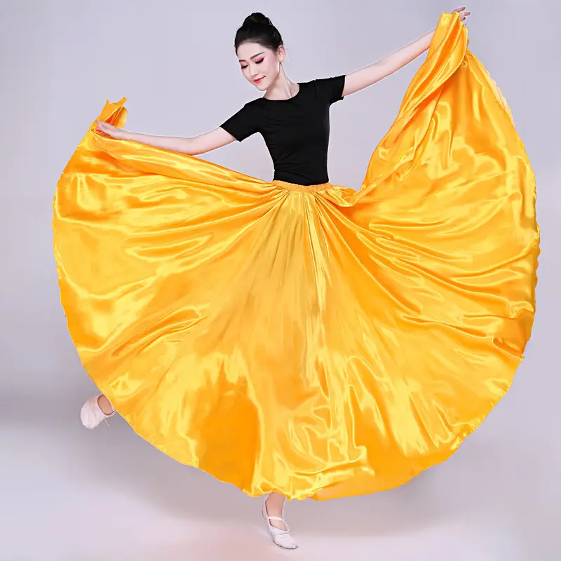 White Silk Dance Skirt for Women Performance Wear — feature 26