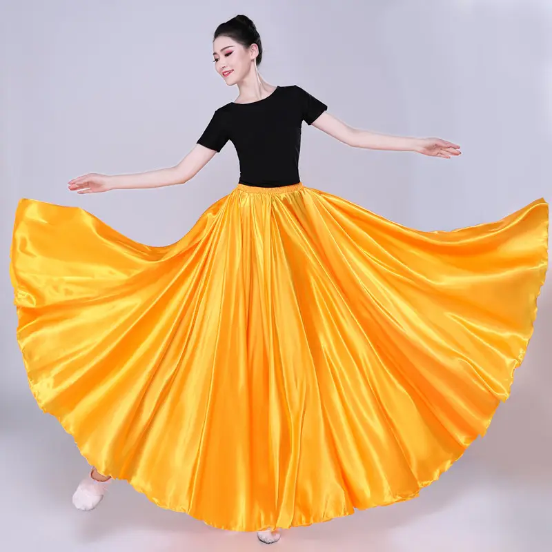 White Silk Dance Skirt for Women Performance Wear — feature 27
