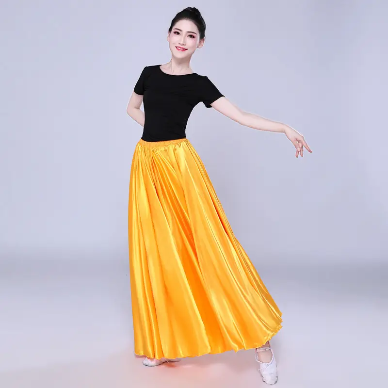 White Silk Dance Skirt for Women Performance Wear — feature 28