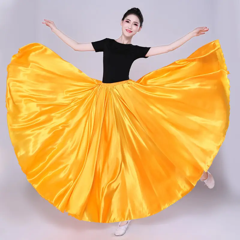 White Silk Dance Skirt for Women Performance Wear — feature 29