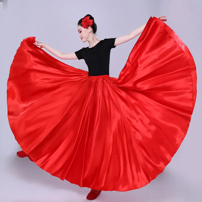 White Silk Dance Skirt for Women Performance Wear — feature 3