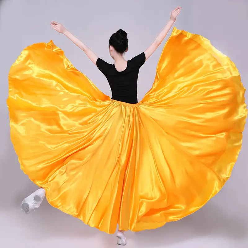 White Silk Dance Skirt for Women Performance Wear — feature 30