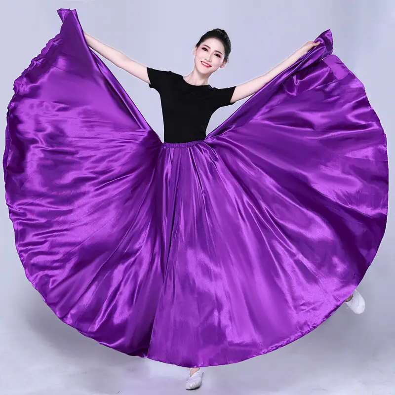 White Silk Dance Skirt for Women Performance Wear — feature 38