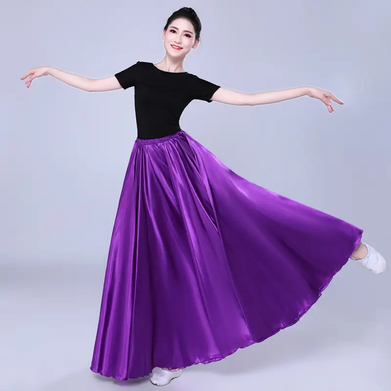 White Silk Dance Skirt for Women Performance Wear — feature 40