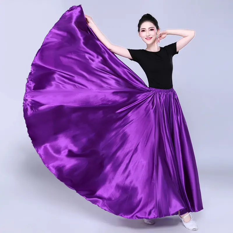 White Silk Dance Skirt for Women Performance Wear — feature 41