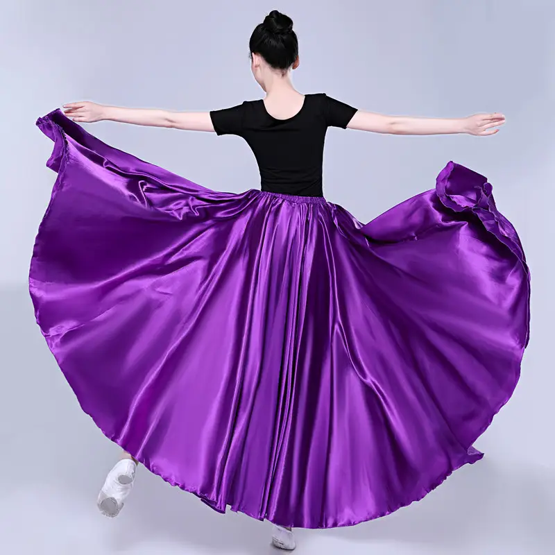 White Silk Dance Skirt for Women Performance Wear — feature 42