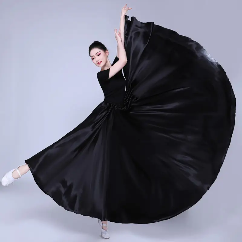 White Silk Dance Skirt for Women Performance Wear — feature 44