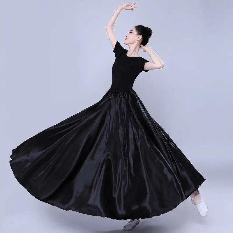 White Silk Dance Skirt for Women Performance Wear — feature 45