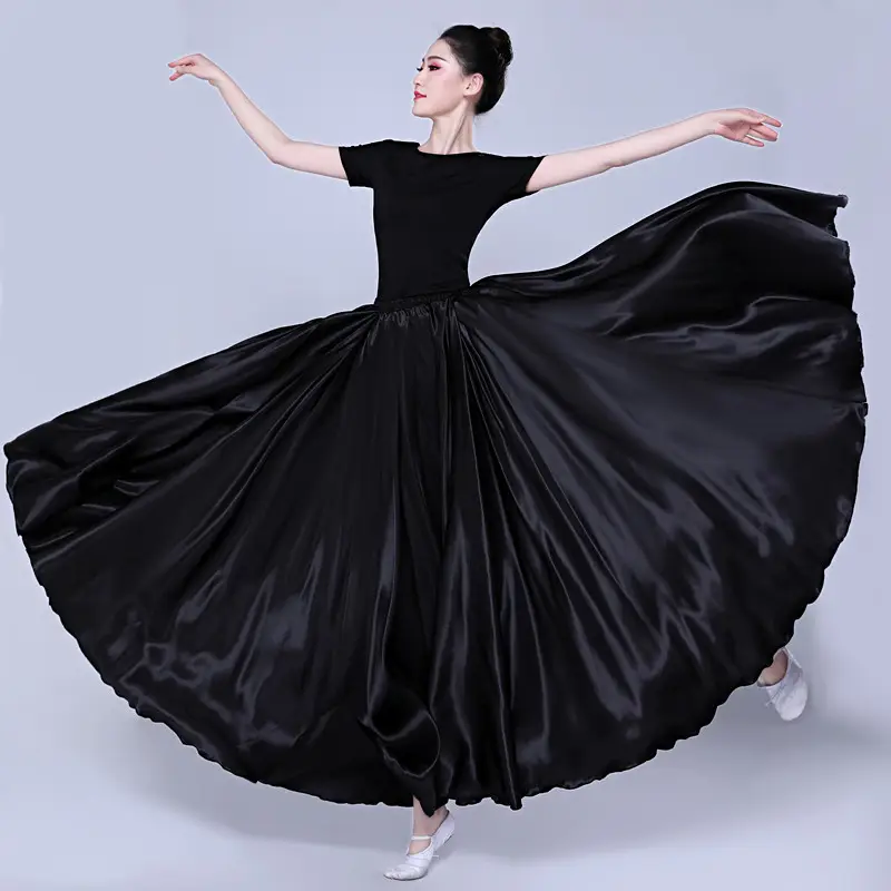 White Silk Dance Skirt for Women Performance Wear — feature 46