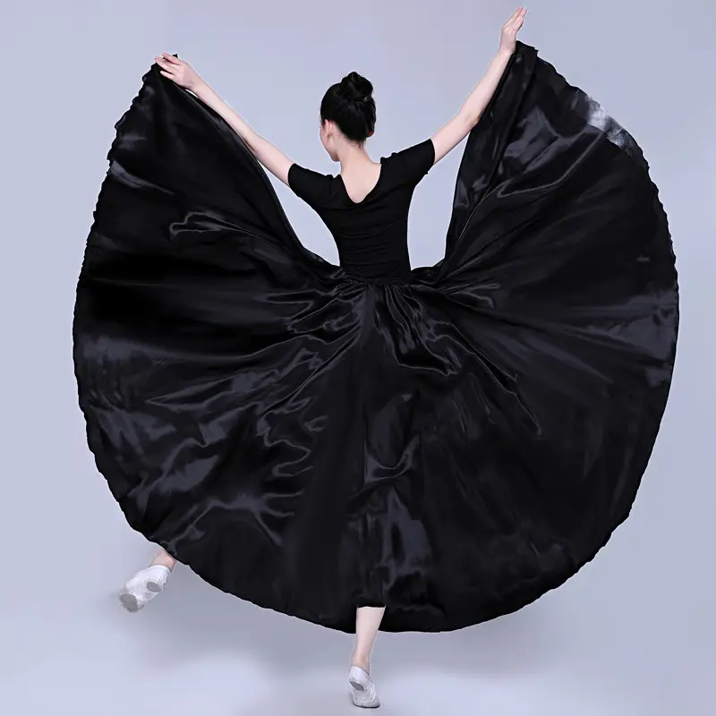 White Silk Dance Skirt for Women Performance Wear — feature 47