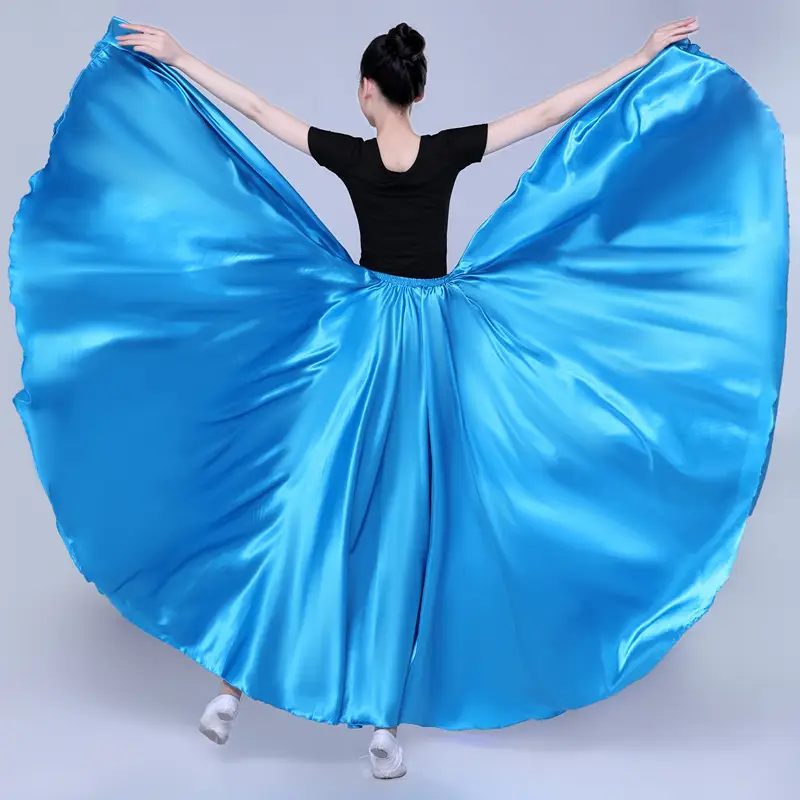White Silk Dance Skirt for Women Performance Wear — feature 49