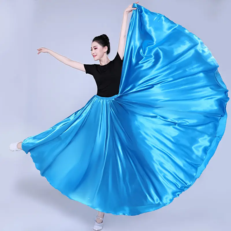 White Silk Dance Skirt for Women Performance Wear — feature 50