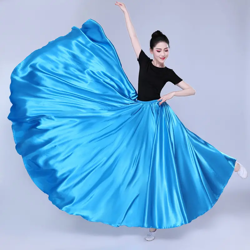 White Silk Dance Skirt for Women Performance Wear — feature 51