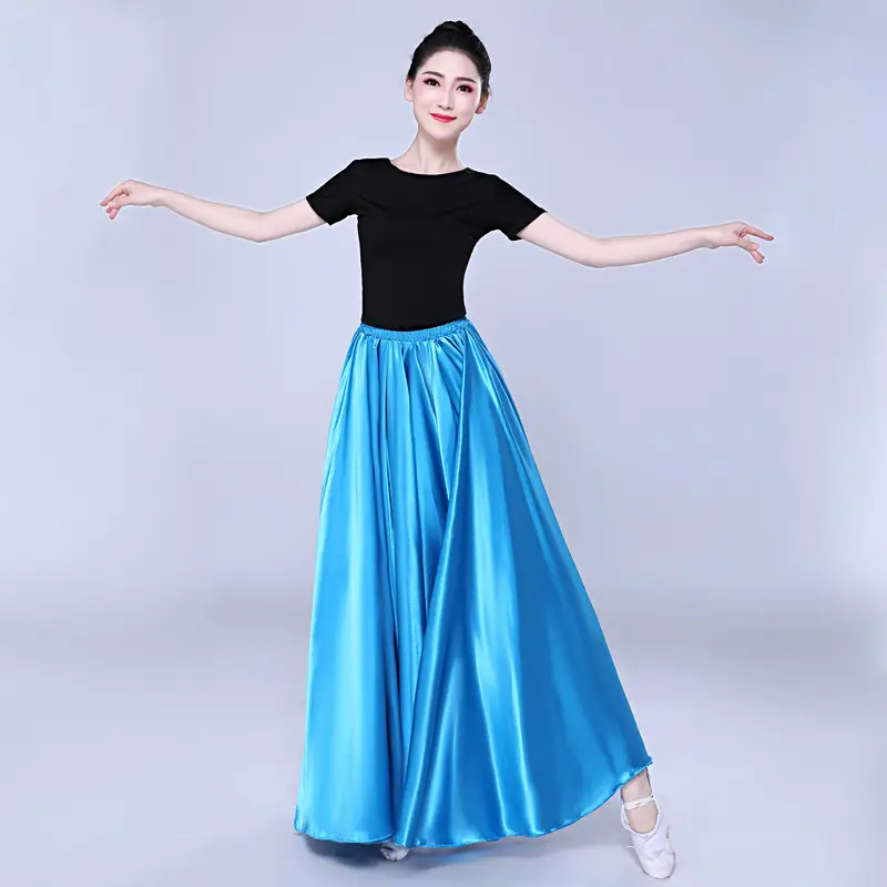 White Silk Dance Skirt for Women Performance Wear — feature 52