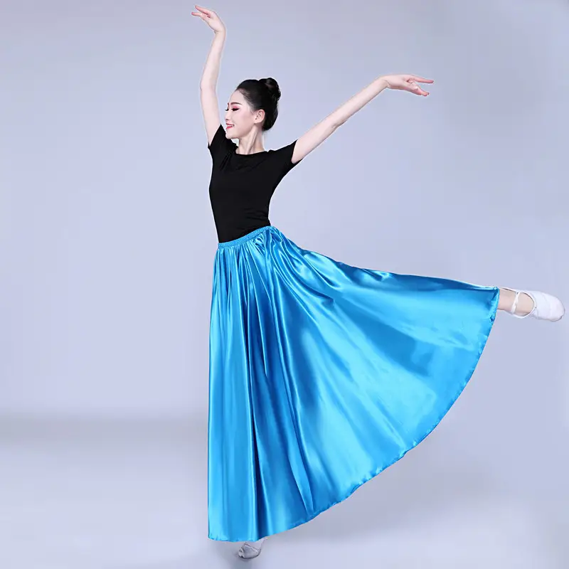 White Silk Dance Skirt for Women Performance Wear — feature 53