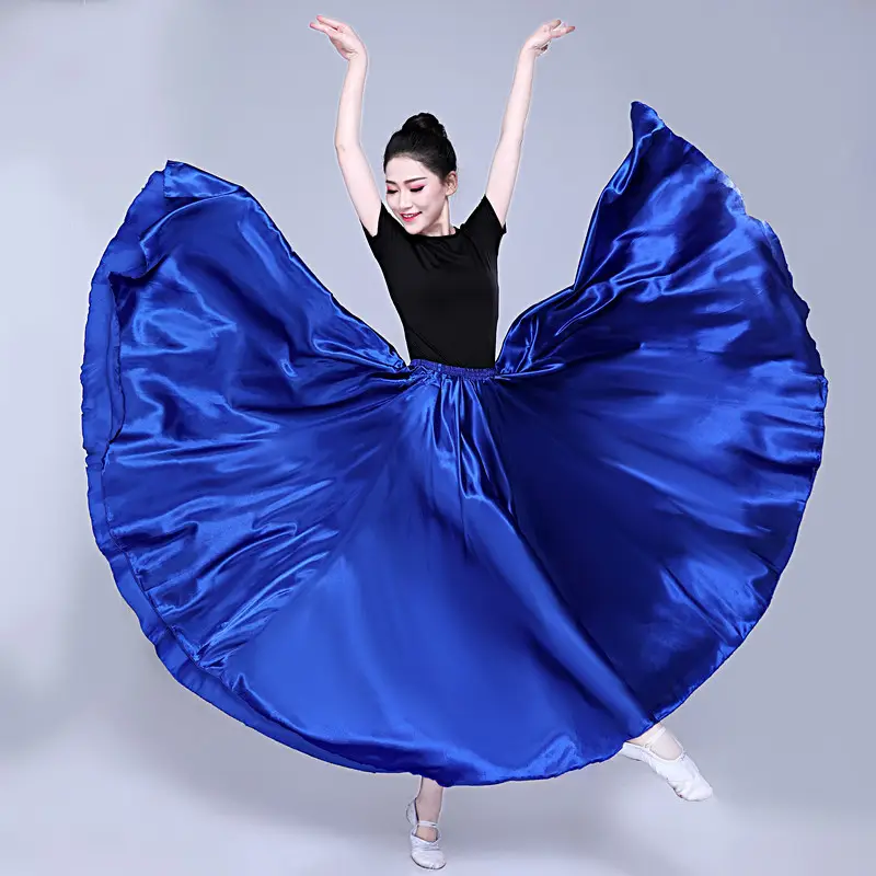 White Silk Dance Skirt for Women Performance Wear — feature 54