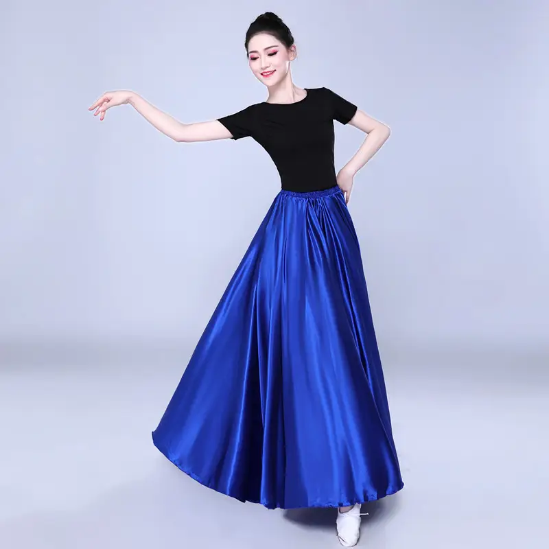White Silk Dance Skirt for Women Performance Wear — feature 57