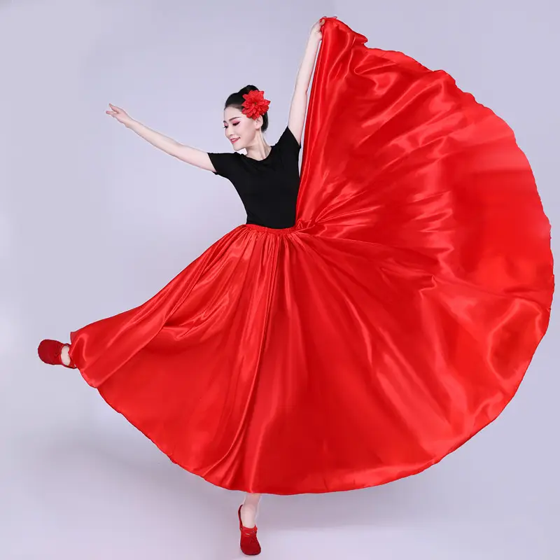 White Silk Dance Skirt for Women Performance Wear — feature 6