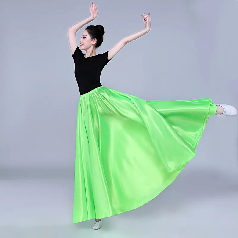 White Silk Dance Skirt for Women Performance Wear — feature 60