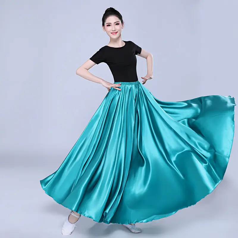 White Silk Dance Skirt for Women Performance Wear — feature 65