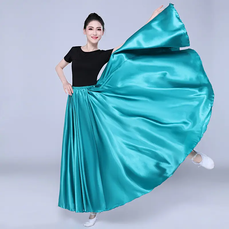 White Silk Dance Skirt for Women Performance Wear — feature 66