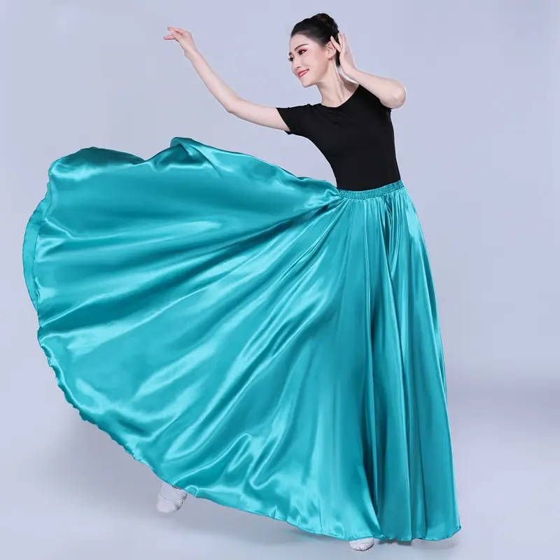 White Silk Dance Skirt for Women Performance Wear — feature 67