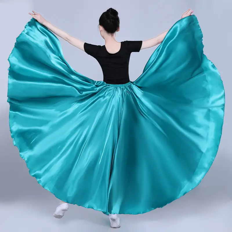 White Silk Dance Skirt for Women Performance Wear — feature 68