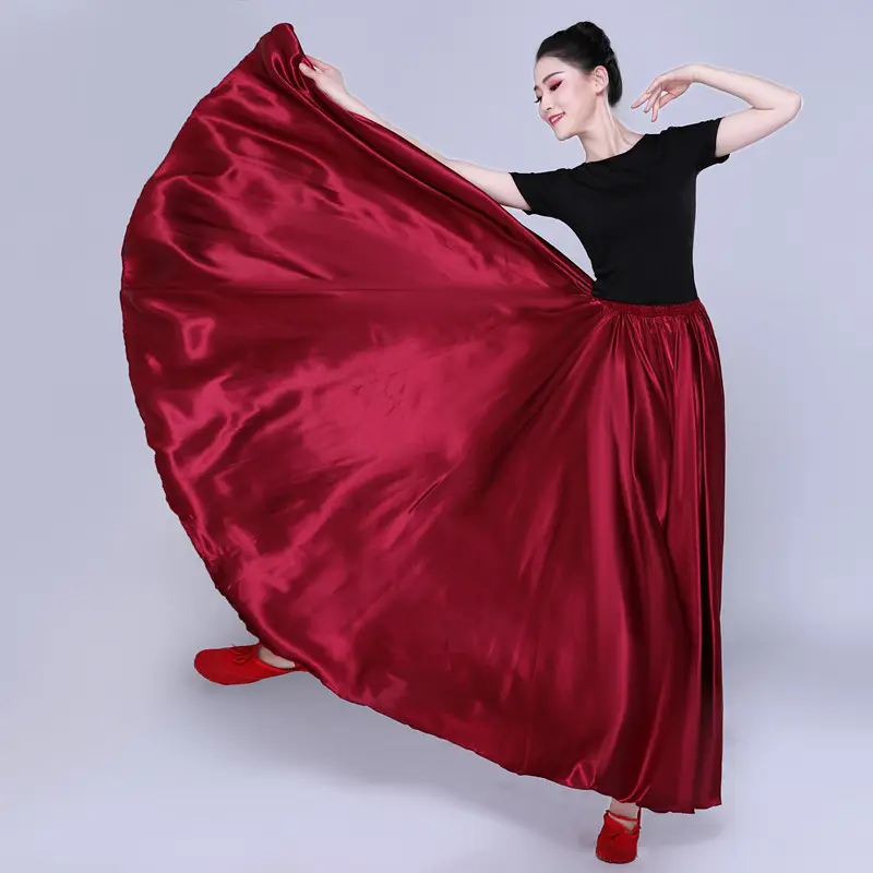 White Silk Dance Skirt for Women Performance Wear — feature 9