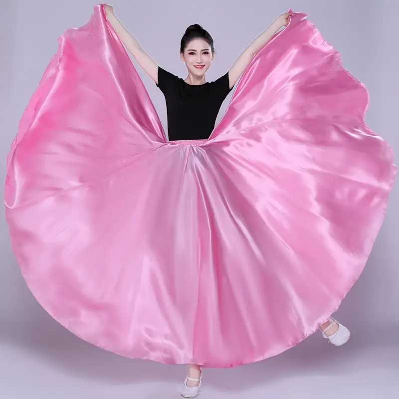 White Silk Dance Skirt for Women Performance Wear - Image 4