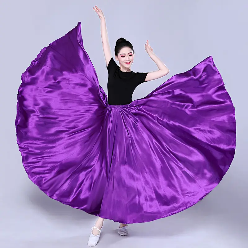 White Silk Dance Skirt for Women Performance Wear - Image 5