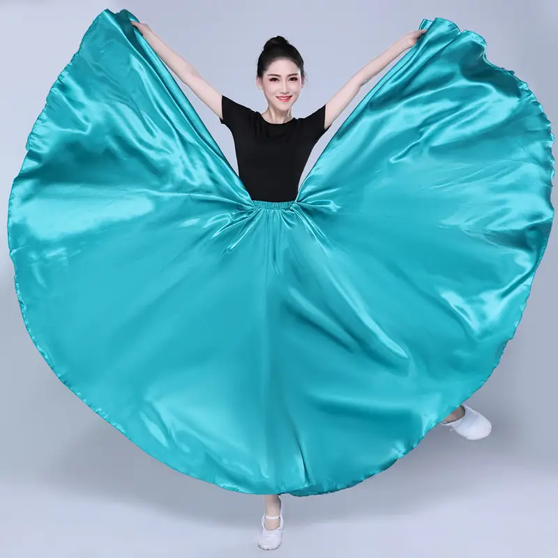 White Silk Dance Skirt for Women Performance Wear - Image 9