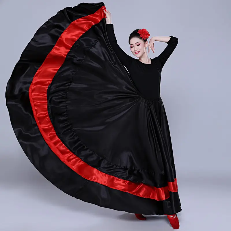 Adult Women Spanish Swing Skirt Red Black Flamenco Dance - Image 2