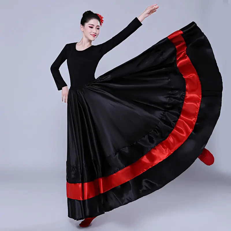 Adult Women Spanish Swing Skirt Red Black Flamenco Dance — feature 14