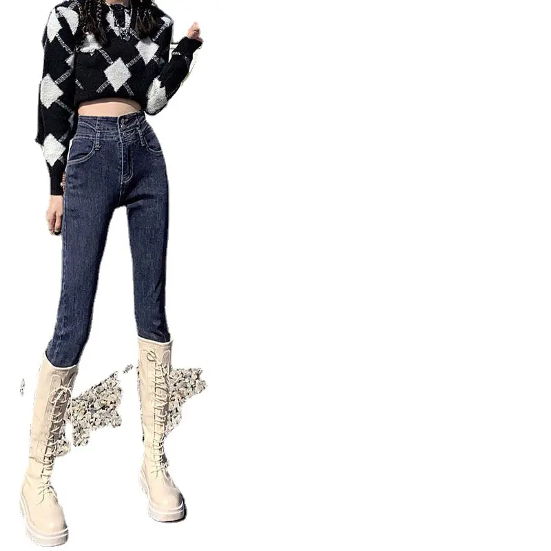 Women Slim Fit Skinny Jeans 2025 Winter Warm - Image 8
